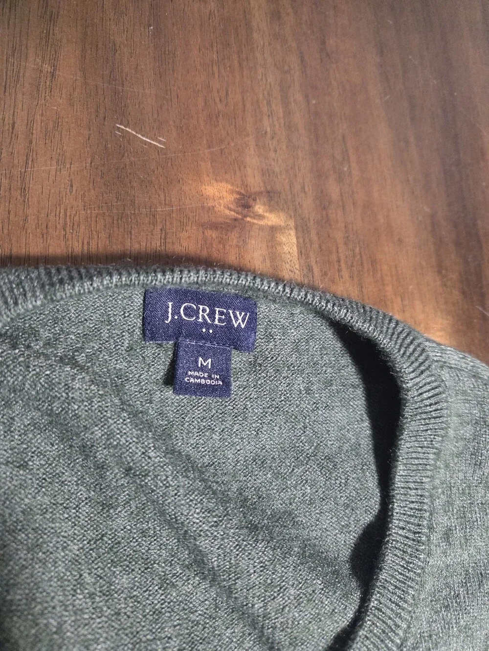 J. Crew Men's Dark Green Wool Crewneck Sweater